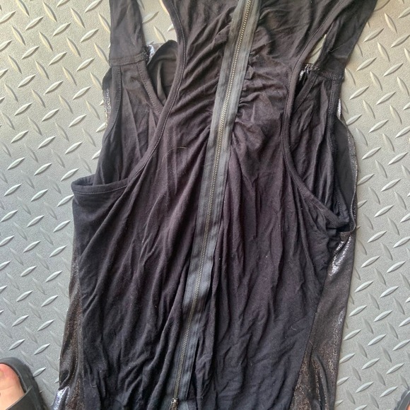 Y2k rock & republic tank top spring boho silver zip plunge spring party blouse - Picture 4 of 4